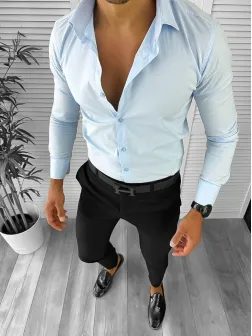 Tinuta barbati smart casual Pantaloni + Camasa + Curea Piele H 12618 E